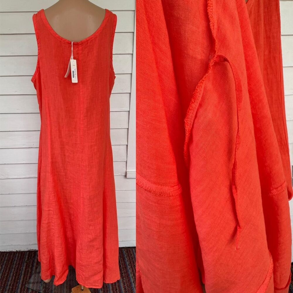 Ridley Orange Linen Sleeveless Maxi Dress XL - Picture 2 of 7
